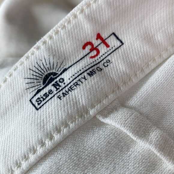 Faherty Stretch Terry Cotton Wide Leg Front Patch Pocket White Pants Size 31 - Picture 5 of 7